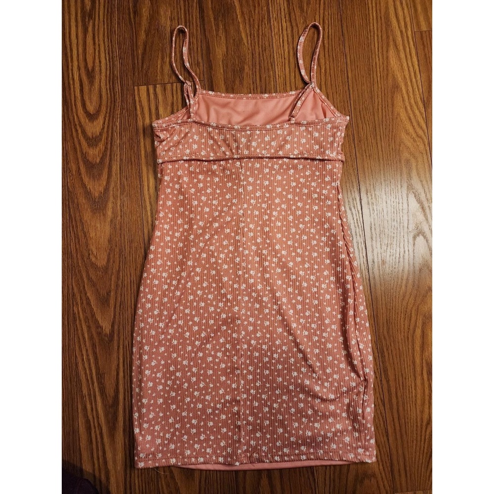 Urban Outfitters Pink Floral Ribbed Mini Cami Dress Empire Waist Small - Picture 2 of 5